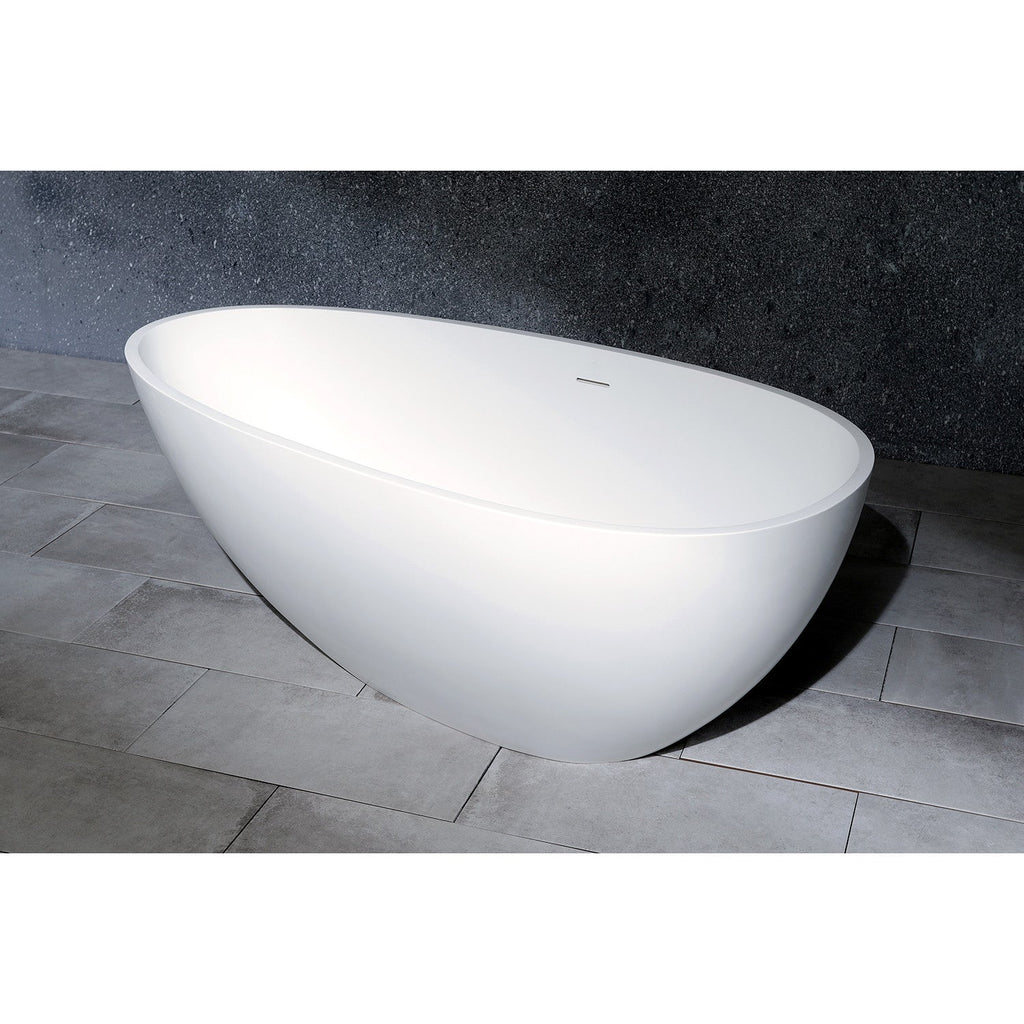Arcticstone 59-Inch Solid Surface White Stone Freestanding Tub with Drain