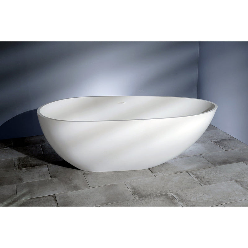Arcticstone 59-Inch Solid Surface Egg Shaped Double Ended Freestanding Tub with Drain
