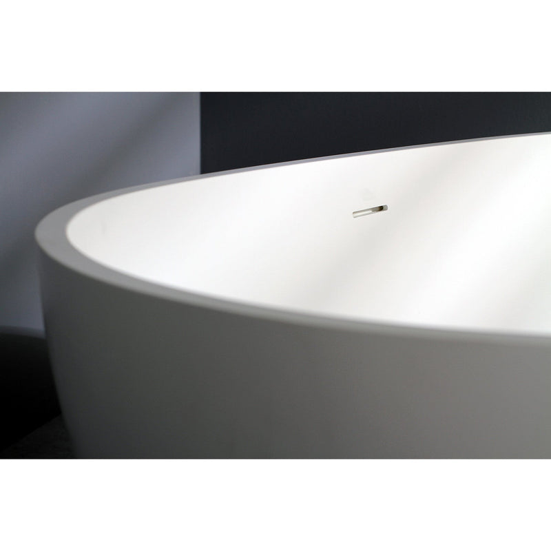 Arcticstone 59-Inch Solid Surface Egg Shaped Double Ended Freestanding Tub with Drain