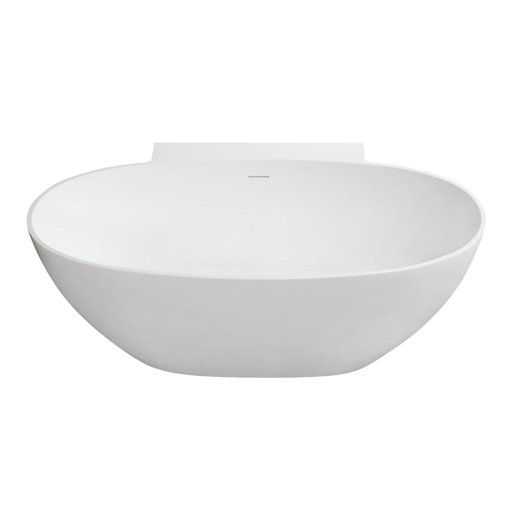 Articstone 63-Inch Solid Surface White Stone Freestanding Tub with Drain