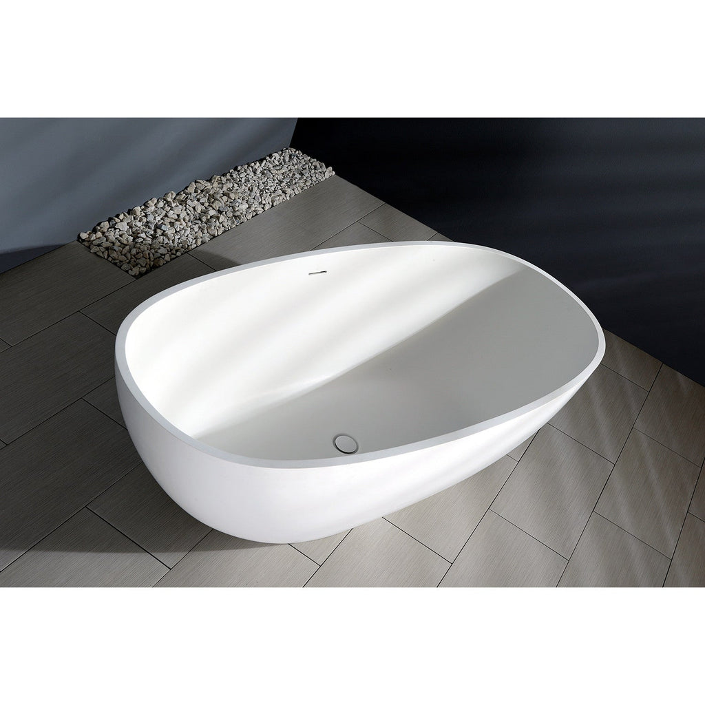Arcticstone 65-Inch Solid Surface White Stone Freestanding Tub with Drain