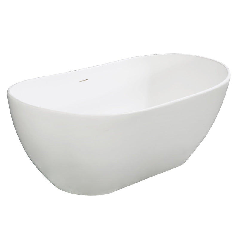 Arcticstone 65-Inch Solid Surface Oval Double Slipper Freestanding Tub with Drain
