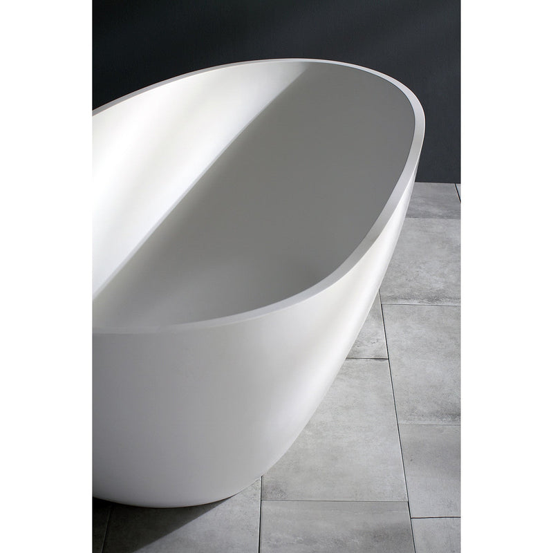 Arcticstone 67-Inch Solid Surface Egg Shaped Double Ended Freestanding Tub with Drain