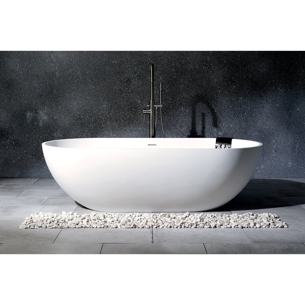Arcticstone 70-Inch Solid Surface White Stone Freestanding Tub with Drain