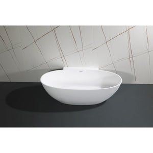Articstone 71-Inch Solid Surface White Stone Freestanding Tub with Drain