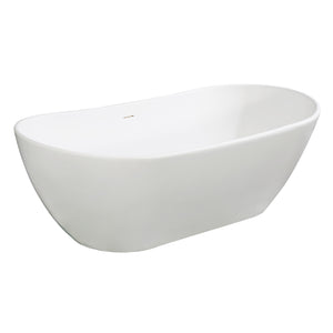 Arcticstone 71-Inch Solid Surface White Stone Freestanding Tub with Drain