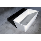 Arcticstone 59-Inch Solid Surface Rectangular Double Ended Freestanding Tub with Drain