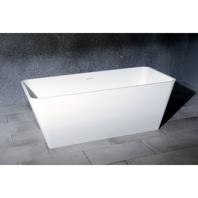 Arcticstone 59-Inch Solid Surface Rectangular Double Ended Freestanding Tub with Drain