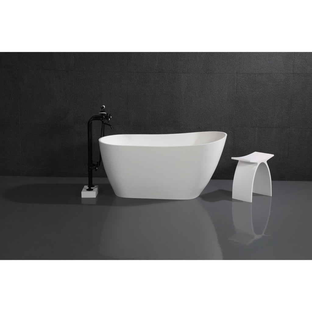 Arcticstone 52-Inch Slipper Solid Surface Freestanding Tub with Drain