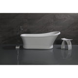 Arcticstone 68-Inch Slipper Solid Surface Pedestal Tub with Drain