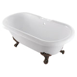 Aqua Eden 67-Inch Acrylic Clawfoot Tub with 7-Inch Faucet Drillings