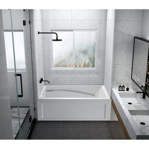 Aqua Eden 60-Inch Acrylic Rectangular 3-Wall Alcove Tub with Armrest and Anti-Skid Surface, Left Hand Drain