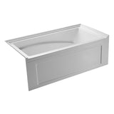 Aqua Eden 60-Inch Acrylic Rectangular 3-Wall Alcove Tub with Armrest and Anti-Skid Surface, Left Hand Drain