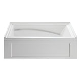 Aqua Eden 60-Inch Anti-Skid Acrylic 3-Wall Alcove Tub with Arm Rest and Left Hand Drain