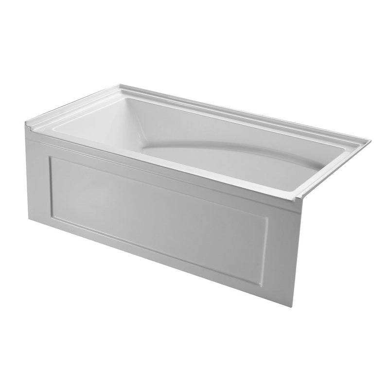 Aqua Eden 60-Inch Acrylic Rectangular 3-Wall Alcove Tub with Armrest and Anti-Skid Surface, Right Hand Drain