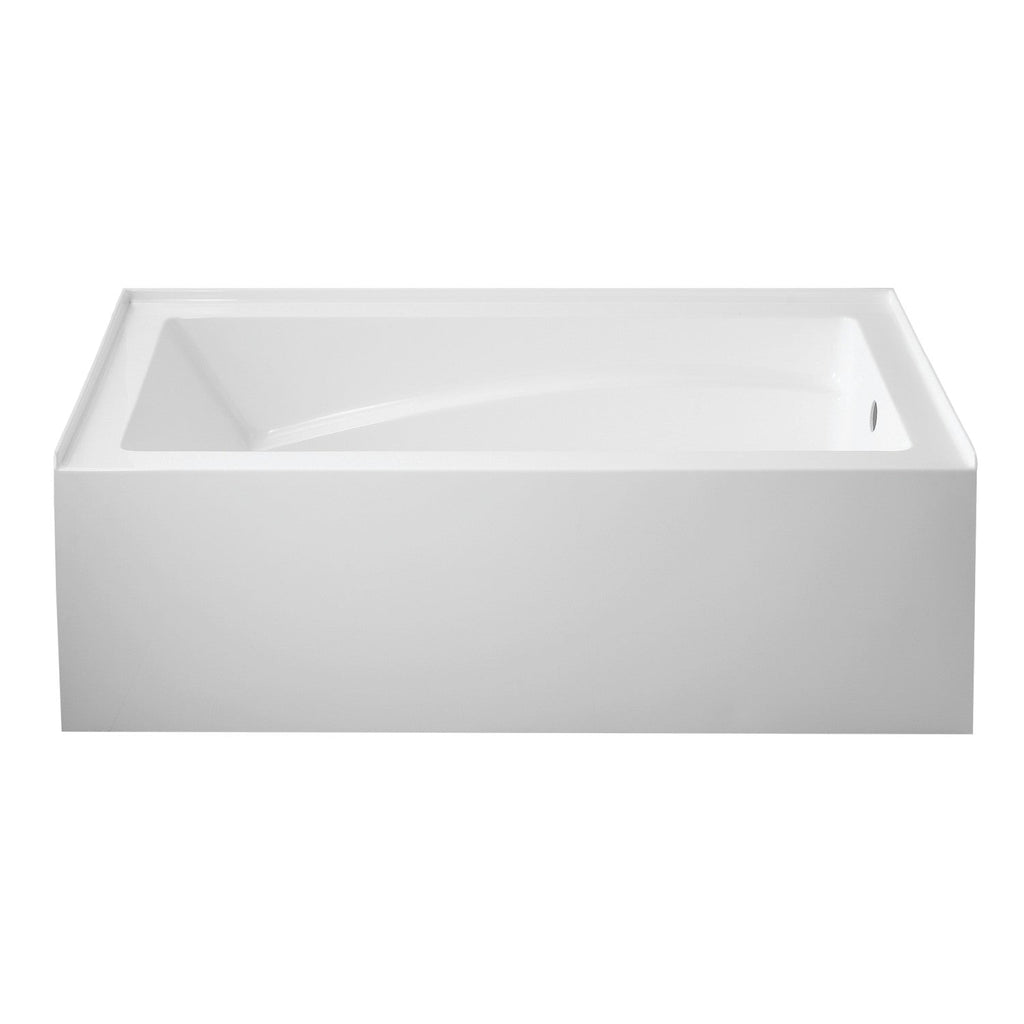 Aqua Eden 60-Inch Anti-Skid Acrylic 3-Wall Alcove Tub with Arm Rest and Right Hand Drain