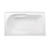 Aqua Eden 60-Inch Acrylic Anti-Skid 3-Wall Alcove Tub with Right Hand Drain Hole