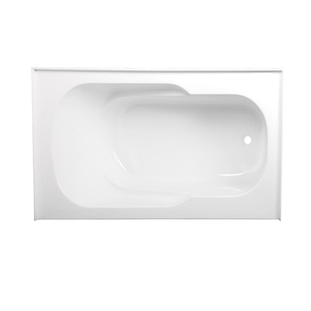 Aqua Eden 60-Inch Acrylic Anti-Skid 3-Wall Alcove Tub with Right Hand Drain Hole
