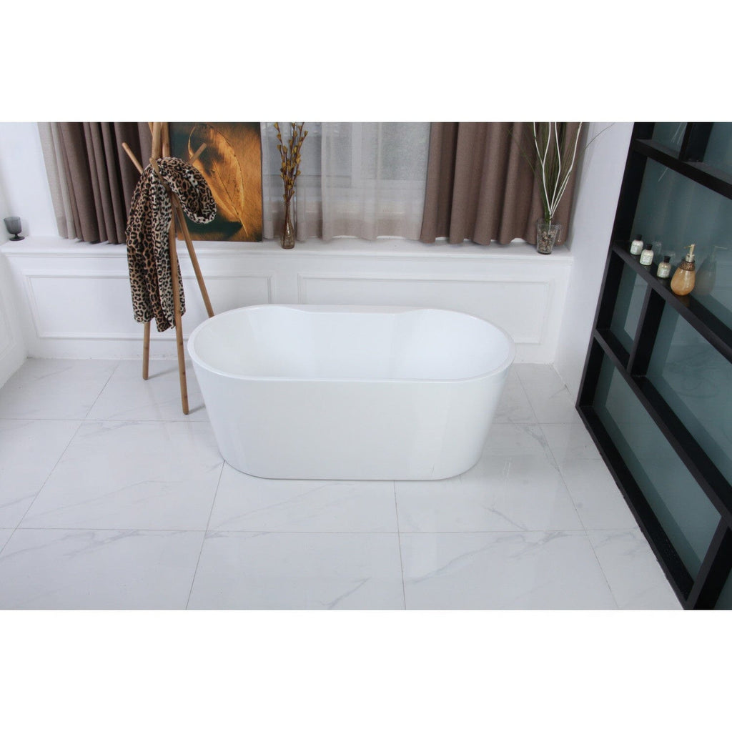 Aqua Eden 63-Inch Acrylic Freestanding Tub with Drain