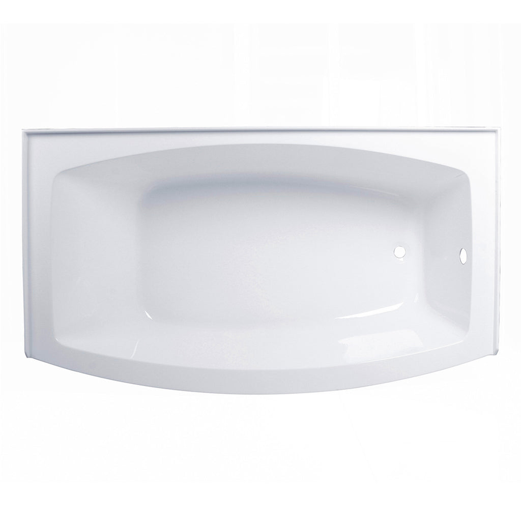 Aqua Eden 66-Inch Acrylic Curved Apron 3-Wall Alcove Tub with Right Hand Drain