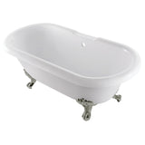 Aqua Eden 67-Inch Acrylic Double Ended Clawfoot Tub (No Faucet Drillings)