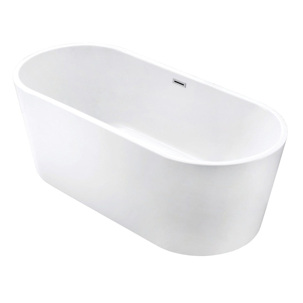 Aqua Eden 63-Inch Acrylic Freestanding Tub with Center Drain Hole