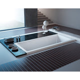 Aqua Eden 59-Inch Acrylic Rectangular Drop-In Tub with Center Drain Hole