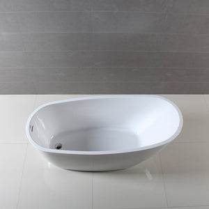 Aqua Eden 59-Inch Acrylic Single Slipper Freestanding Tub with Drain