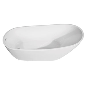 Aqua Eden 63-Inch Acrylic Oval Single Slipper Freestanding Tub with Drain