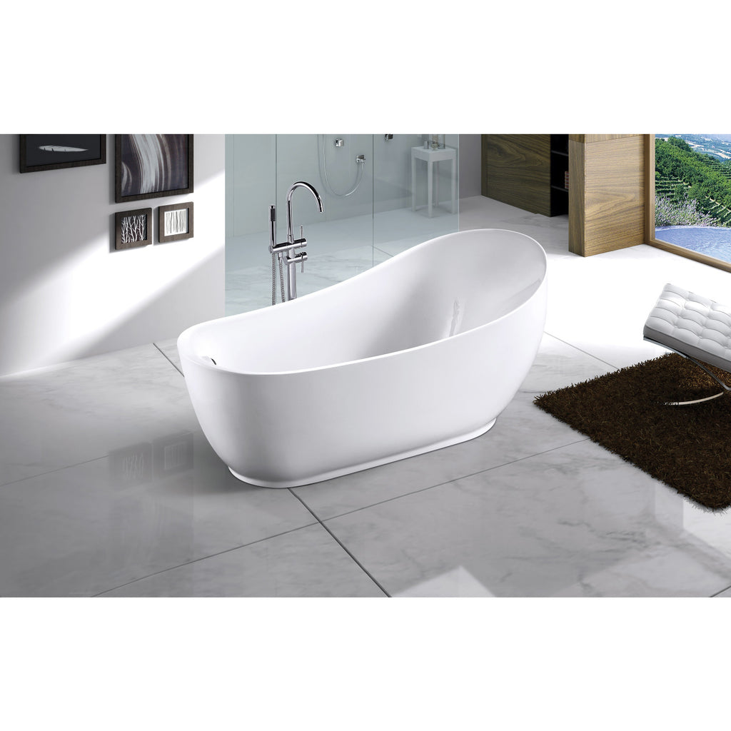 Aqua Eden 70-Inch Acrylic Freestanding Tub with Drain