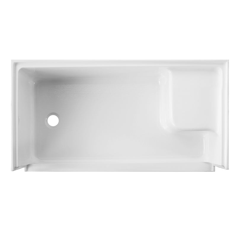 Grenada 60-Inch x 32-Inch Anti-Skid Acrylic Shower Base with Integral Seat, Left Hand Drain