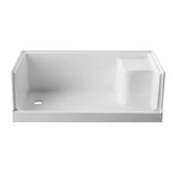Grenada 60-Inch x 32-Inch Anti-Skid Acrylic Shower Base with Integral Seat, Left Hand Drain