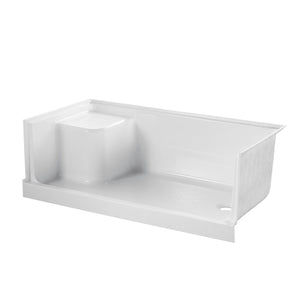Grenada 60-Inch x 32-Inch Anti-Skid Acrylic Shower Base with Integral Seat, Right Hand Drain