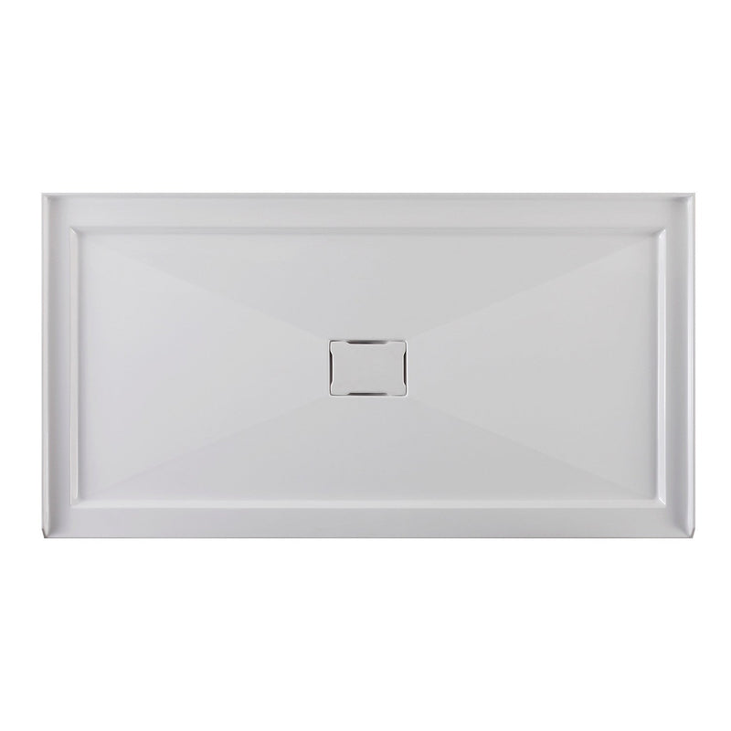 Dominica 60-Inch x 32-Inch Acrylic Single Threshold Shower Base with Center Drain