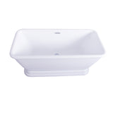 Aqua Eden 66-Inch Acrylic Double Ended Pedestal Tub with Square Overflow and Pop-Up Drain