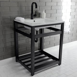 Quadras 25-Inch Ceramic Console Sink with Steel Base and Shelf (1-Hole)