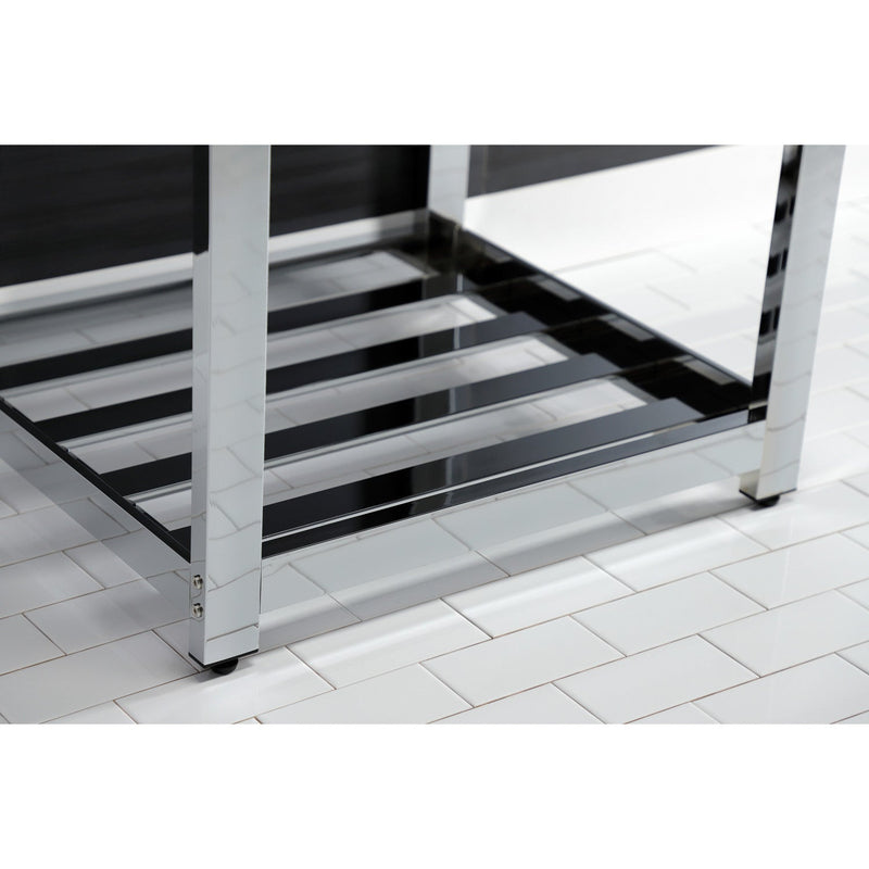 Quadras 25-Inch Ceramic Console Sink with Steel Base and Shelf (1-Hole)