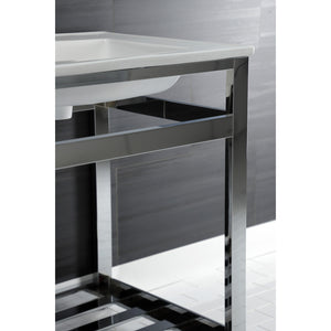 Quadras 25-Inch Ceramic Console Sink with Steel Base and Shelf (1-Hole)