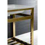 Quadras 25-Inch Ceramic Console Sink with Steel Base and Shelf (1-Hole)