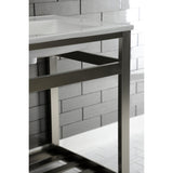 Quadras 25-Inch Ceramic Console Sink with Steel Base and Shelf (1-Hole)