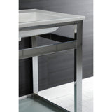Quadras 25-Inch Ceramic Console Sink with Steel Base and Glass Shelf (1-Hole)