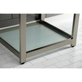 Quadras 25-Inch Ceramic Console Sink with Steel Base and Glass Shelf (1-Hole)