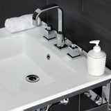 Quadras 25-Inch Ceramic Console Sink with Steel Base and Glass Shelf (8-Inch, 3-Hole)