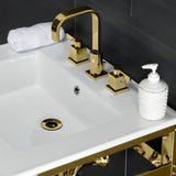 Quadras 25-Inch Ceramic Console Sink with Steel Base and Glass Shelf (8-Inch, 3-Hole)