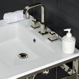 Quadras 25-Inch Ceramic Console Sink with Steel Base and Glass Shelf (8-Inch, 3-Hole)