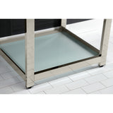 Quadras 25-Inch Ceramic Console Sink with Steel Base and Glass Shelf (8-Inch, 3-Hole)