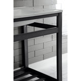 Quadras 31-Inch Ceramic Console Sink with Steel Base and Shelf (1-Hole)