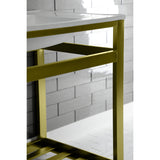 Quadras 31-Inch Ceramic Console Sink with Steel Base and Shelf (1-Hole)