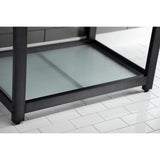Quadras 31-Inch Ceramic Console Sink with Steel Base and Glass Shelf (1-Hole)