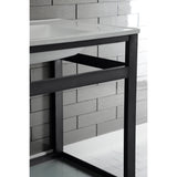 Quadras 31-Inch Ceramic Console Sink with Steel Base and Glass Shelf (1-Hole)